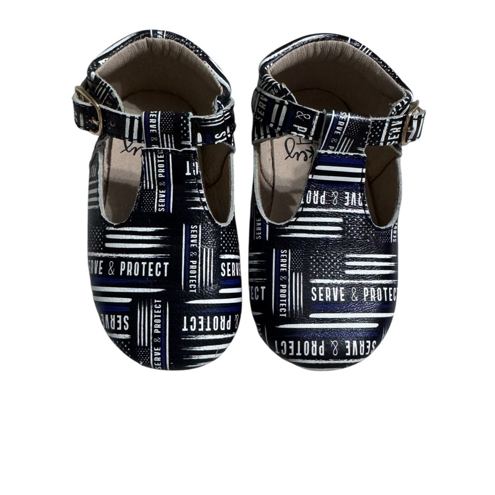 Monkey Feet Navy and White Baby Shoes